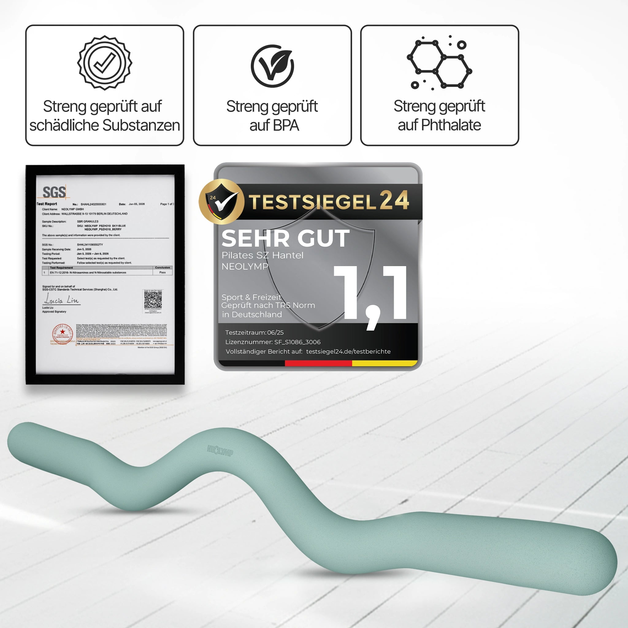 Pilates SZ Hantelstange - ergonomische Silikon Curlbar