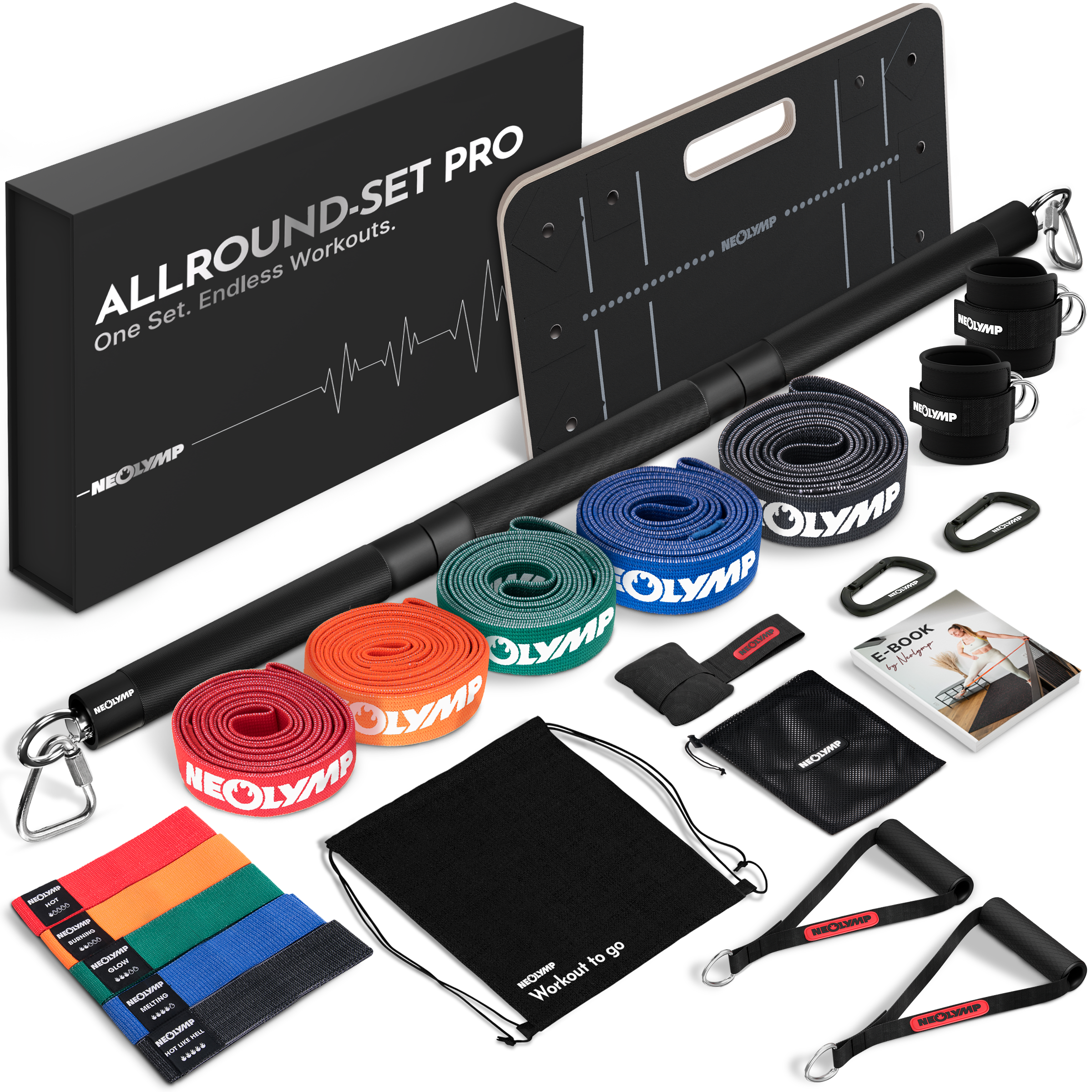 Fitnessbänder Allroundset – Stoff-Widerstandsbänder inkl. Zubehör & 1000+ Übungen - - Fitnessbänder von NEOLYMP | Fitnessequipment und Sportartikel