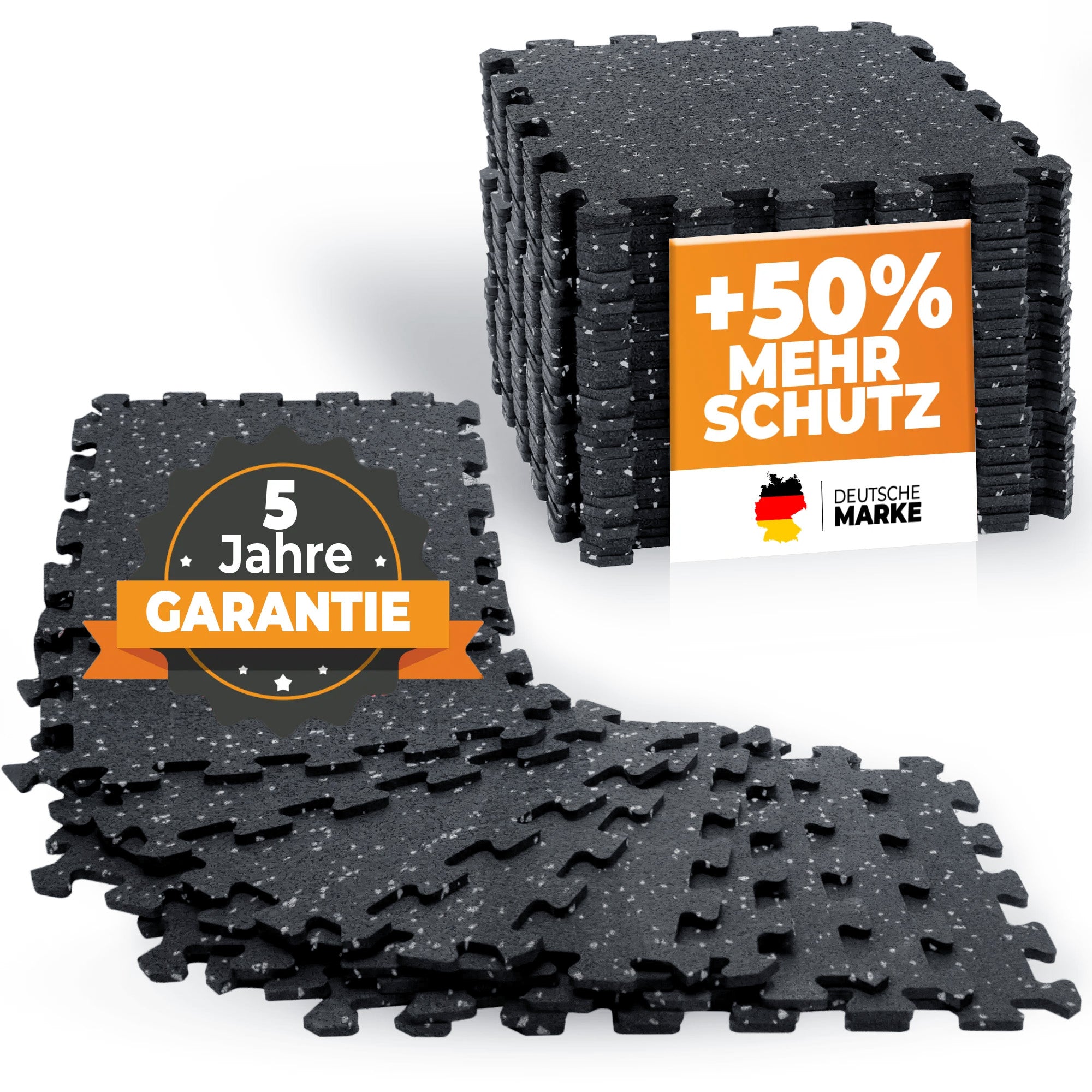 Robust floor protection mat black/gray speckled (Fitness puzzle mat)