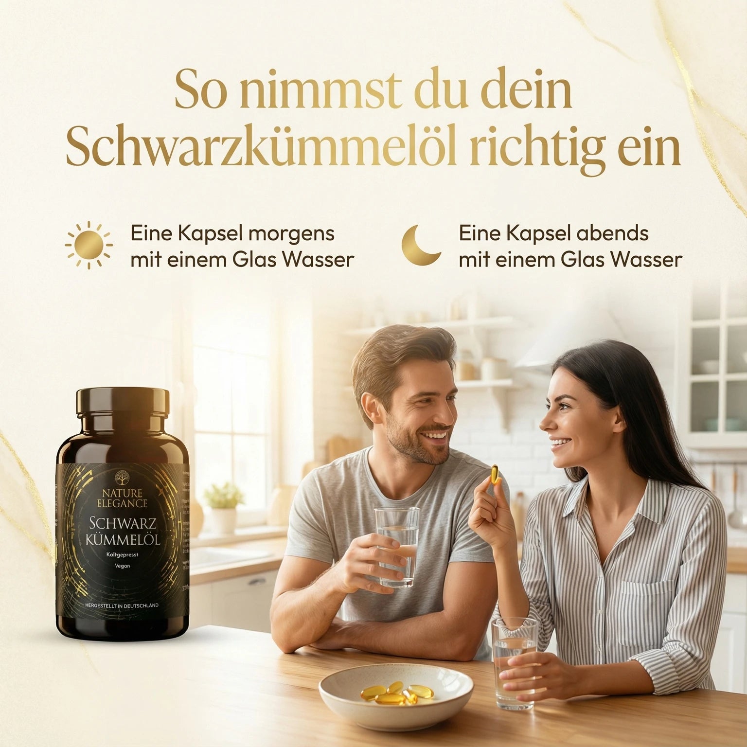 Nature Elegance - Schwarzkümmelöl - 240 vegane Kapseln, 4-Monats-Vorrat
