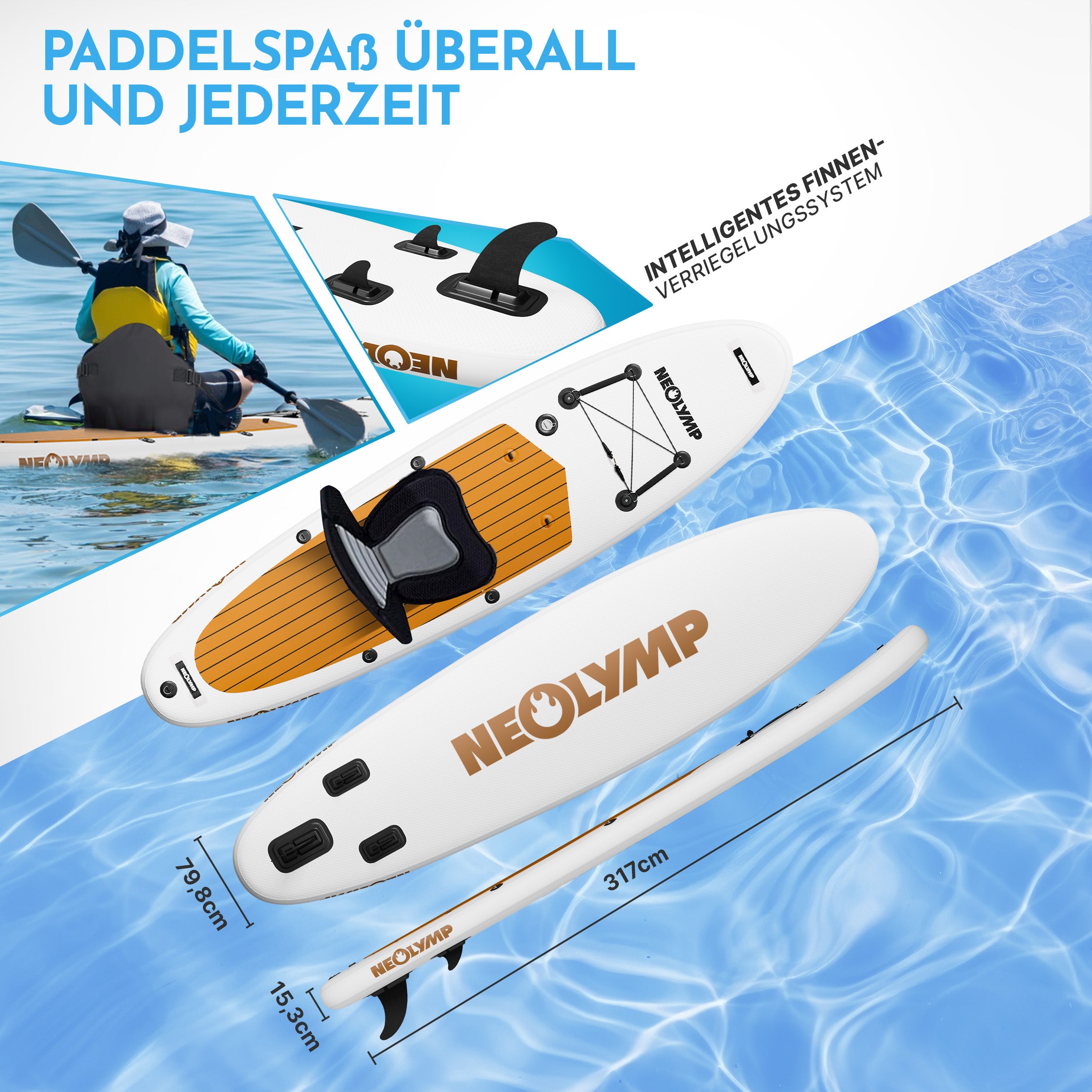 Stand-Up Paddle Board (SUP) Komplettset (13-teilig) - - Wassersport von NEOLYMP | Fitnessequipment und Sportartikel