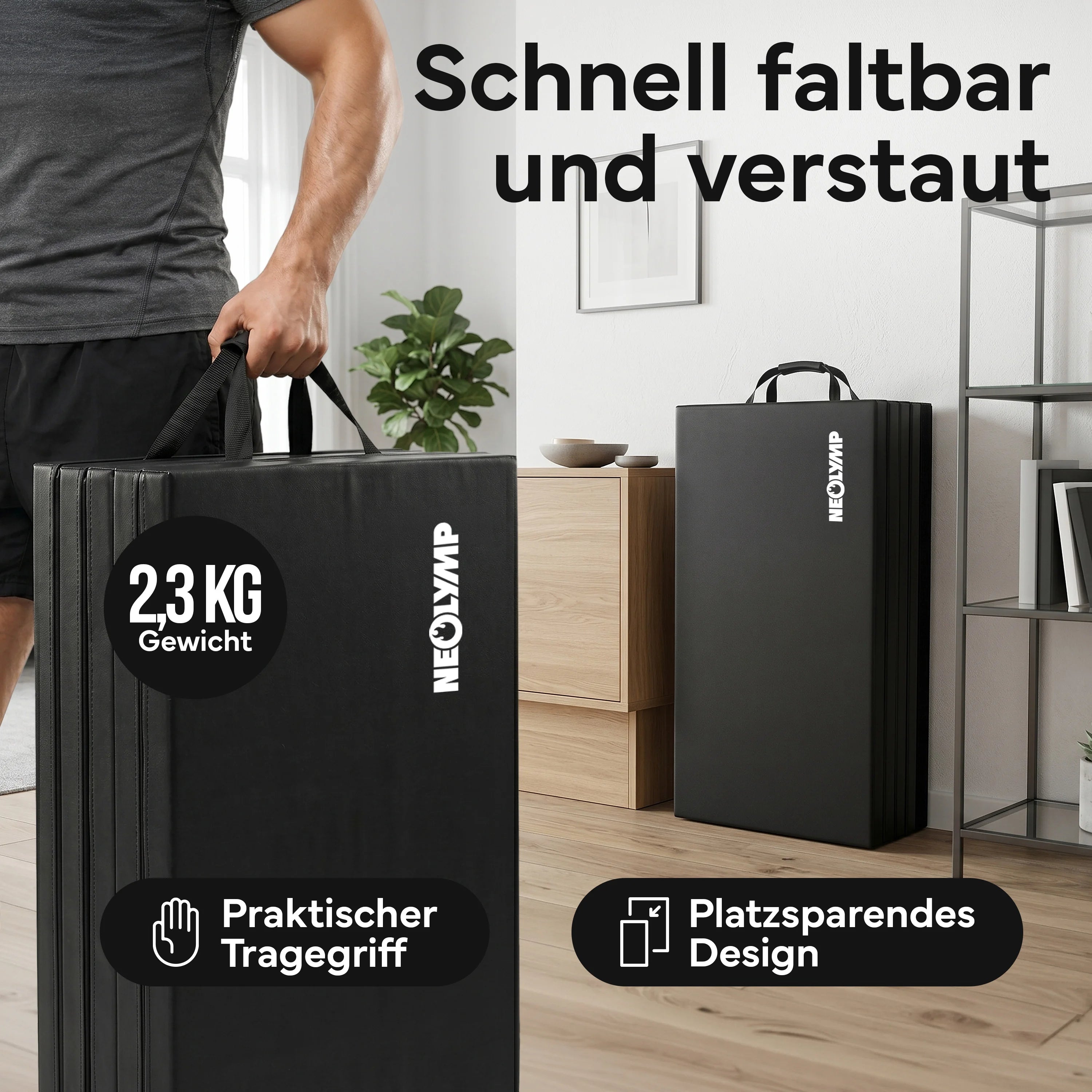 Turnmatte - faltbar mit Tragefunktion - Bunt L (200x100x3 cm) - von NEOLYMP | Fitnessequipment und Sportartikel