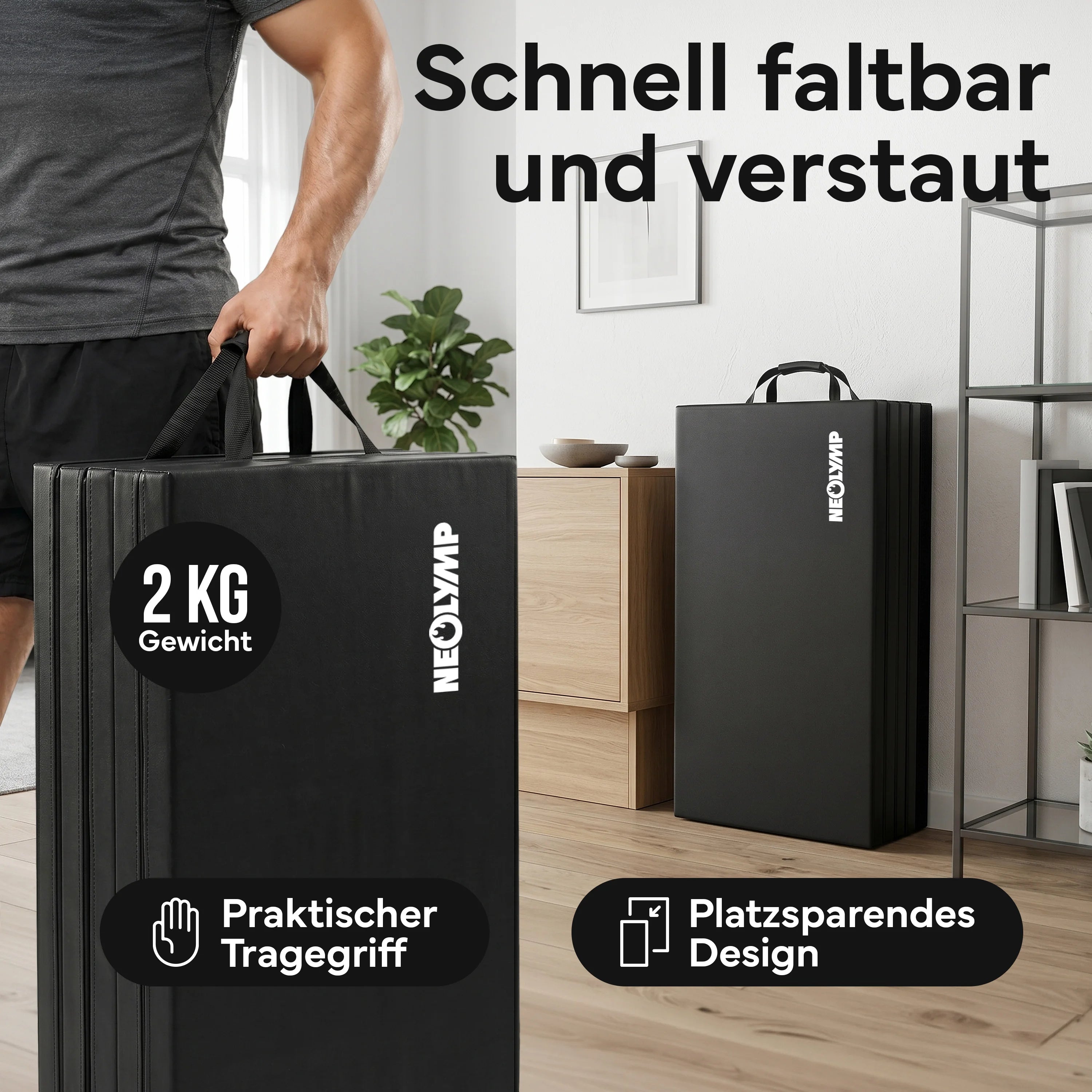 Turnmatte - faltbar mit Tragefunktion - Bunt M (190x80x5 cm) - von NEOLYMP | Fitnessequipment und Sportartikel