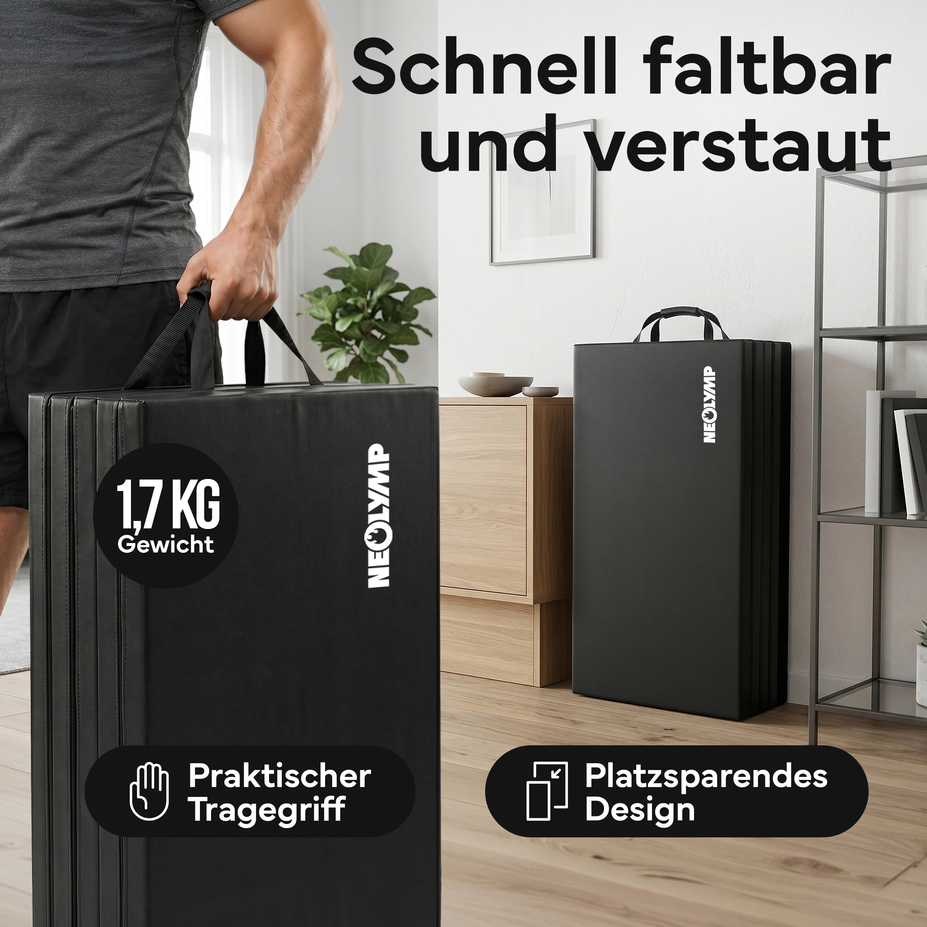Turnmatte - faltbar mit Tragefunktion - Grün S (190x80x3 cm) - von NEOLYMP | Fitnessequipment und Sportartikel