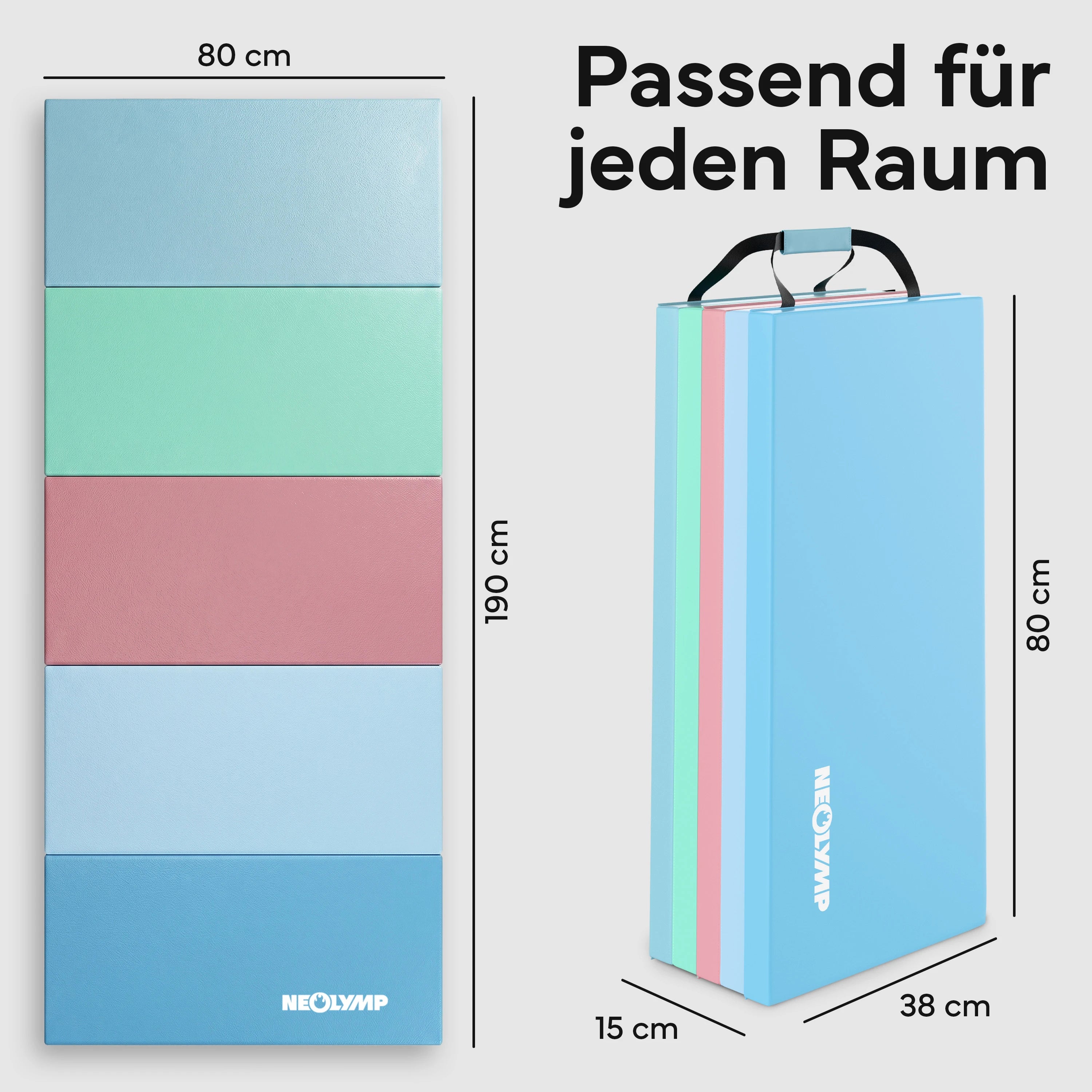Turnmatte - faltbar mit Tragefunktion - Bunt S (190x80x3 cm) - von NEOLYMP | Fitnessequipment und Sportartikel