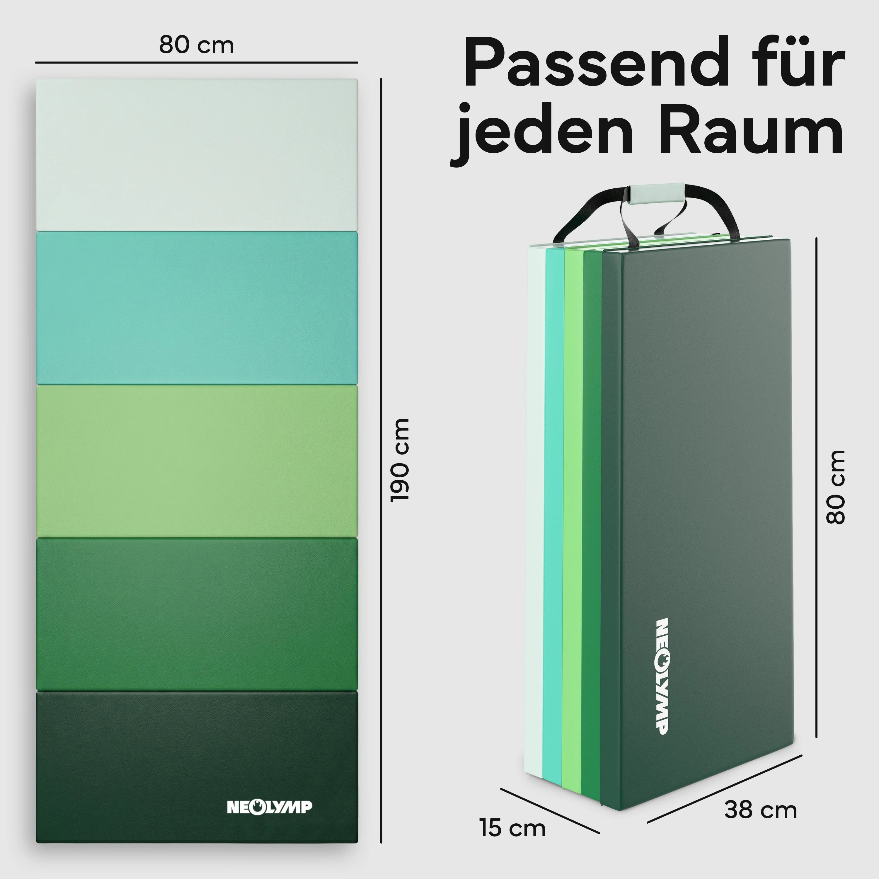 Turnmatte - faltbar mit Tragefunktion - Grün S (190x80x3 cm) - von NEOLYMP | Fitnessequipment und Sportartikel