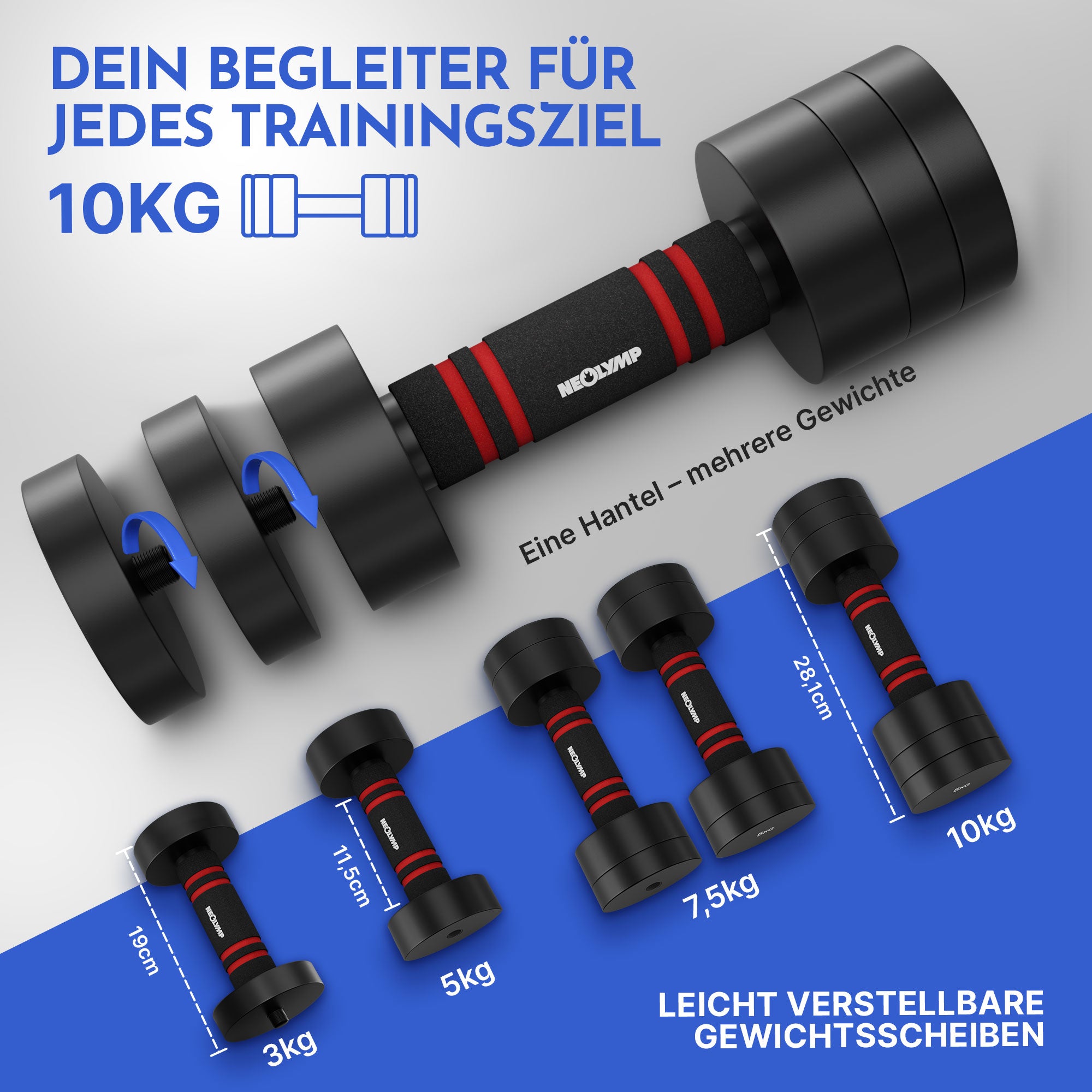 Haltères réglables noirs 5 & 10kg