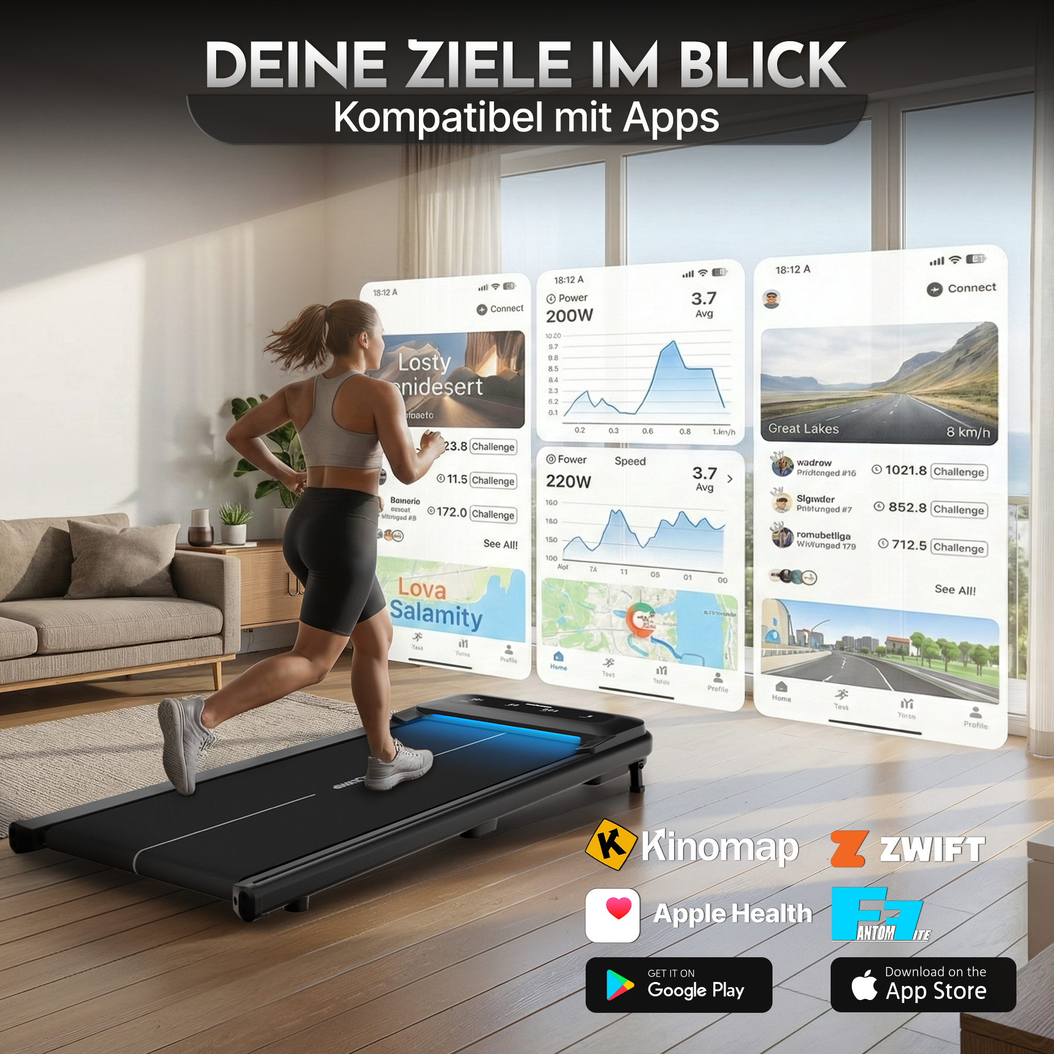 Premium Walking Pad bis 150 kg- mit bürstenlosem Motor, extra leise - - Sportgerät von NEOLYMP | Fitnessequipment und Sportartikel