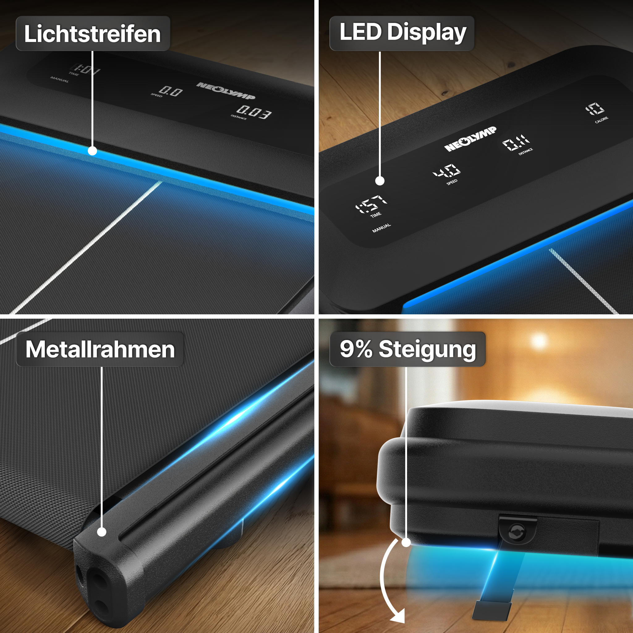 Premium Walking Pad bis 150 kg- mit bürstenlosem Motor, extra leise