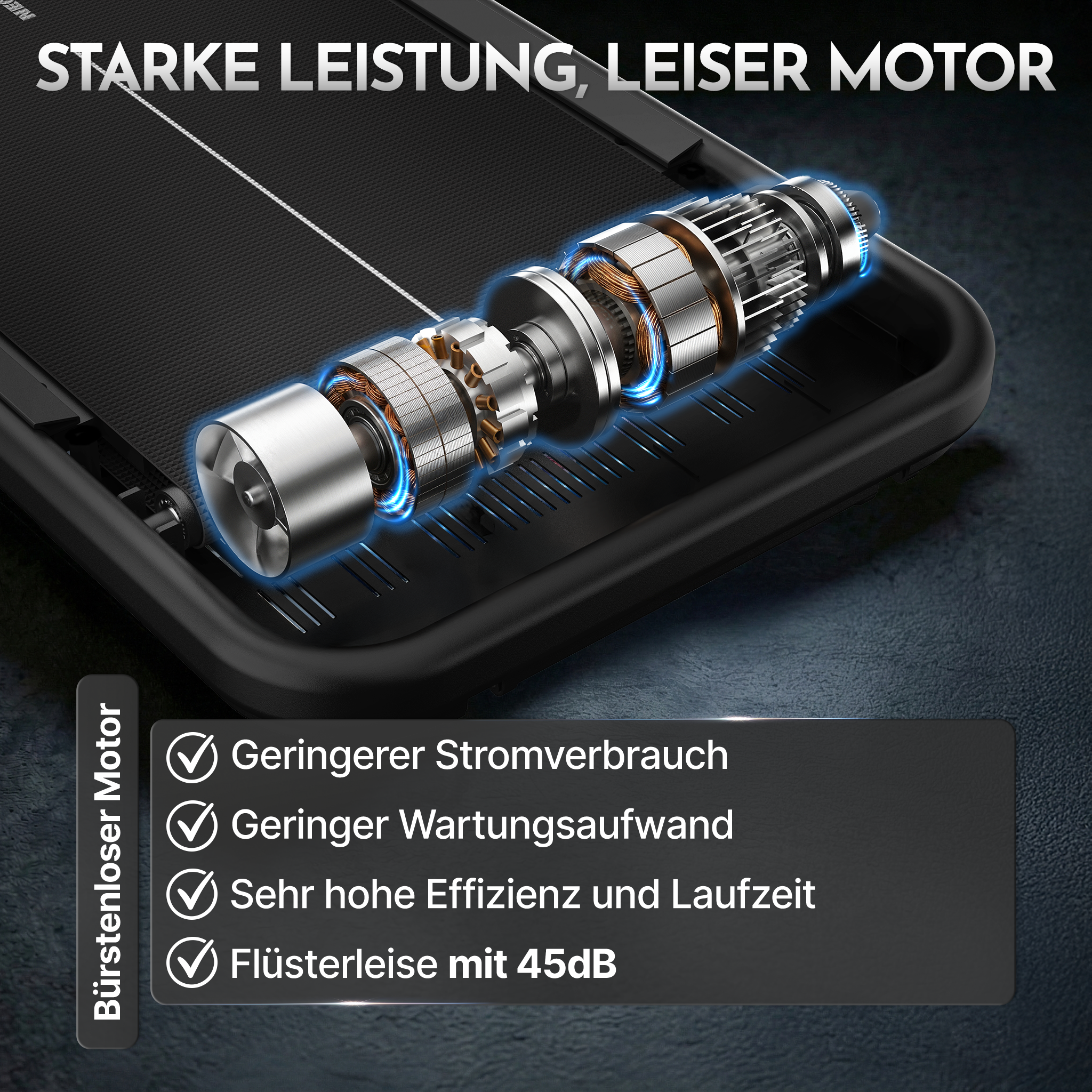 Premium Walking Pad bis 150 kg- mit bürstenlosem Motor, extra leise