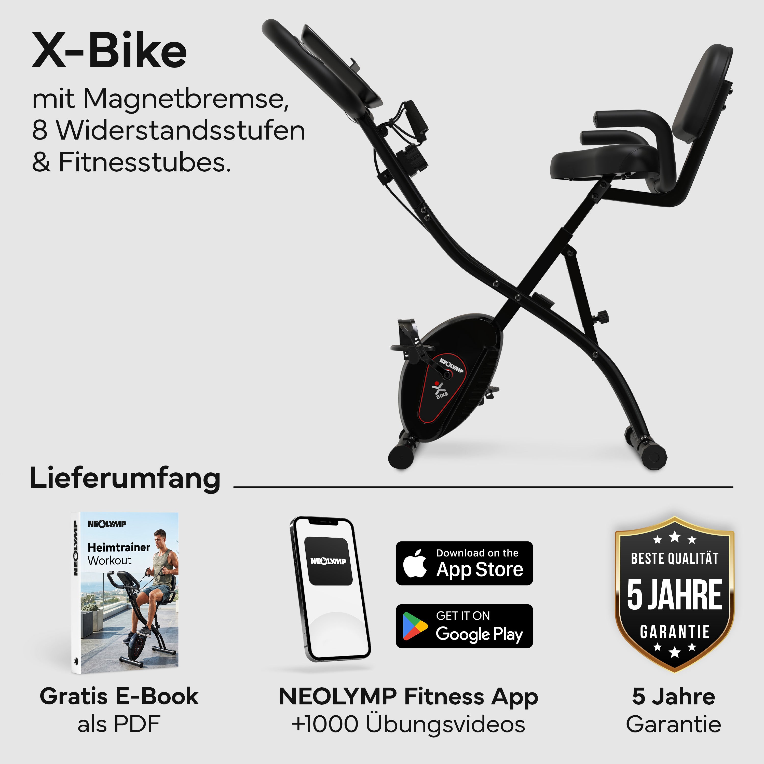 Fitnessbike X-Bike, Heimtrainer mit 8 Widerstandsstufen