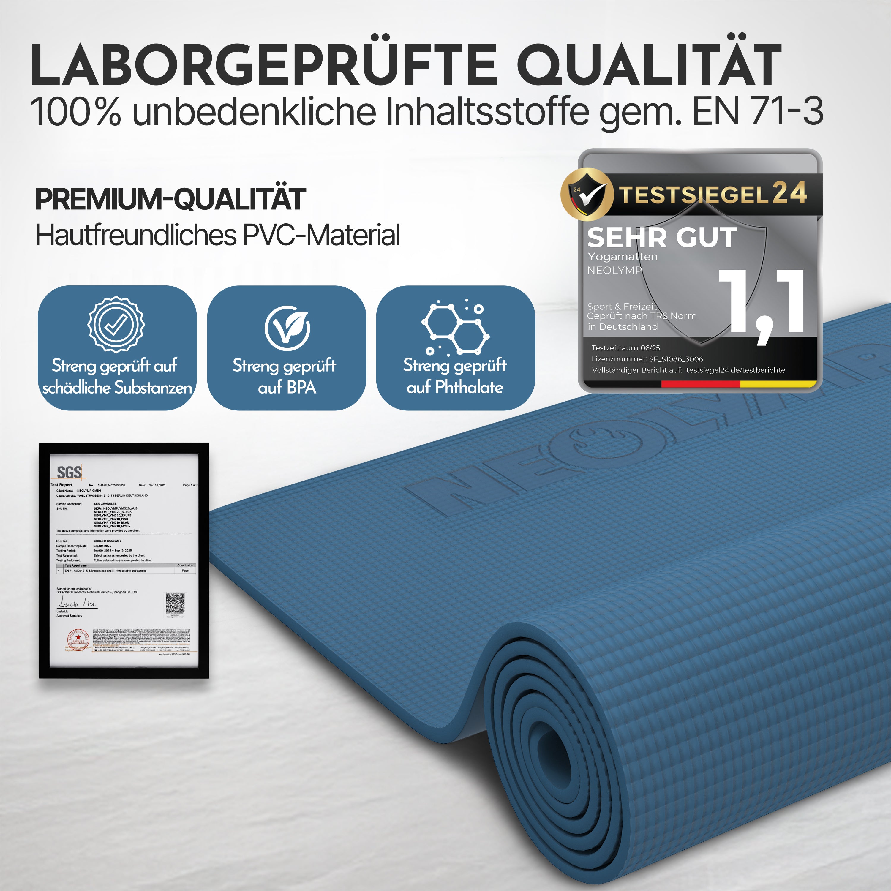 Premium Yogamatte – ideal für Yoga, Pilates & Gymnastik