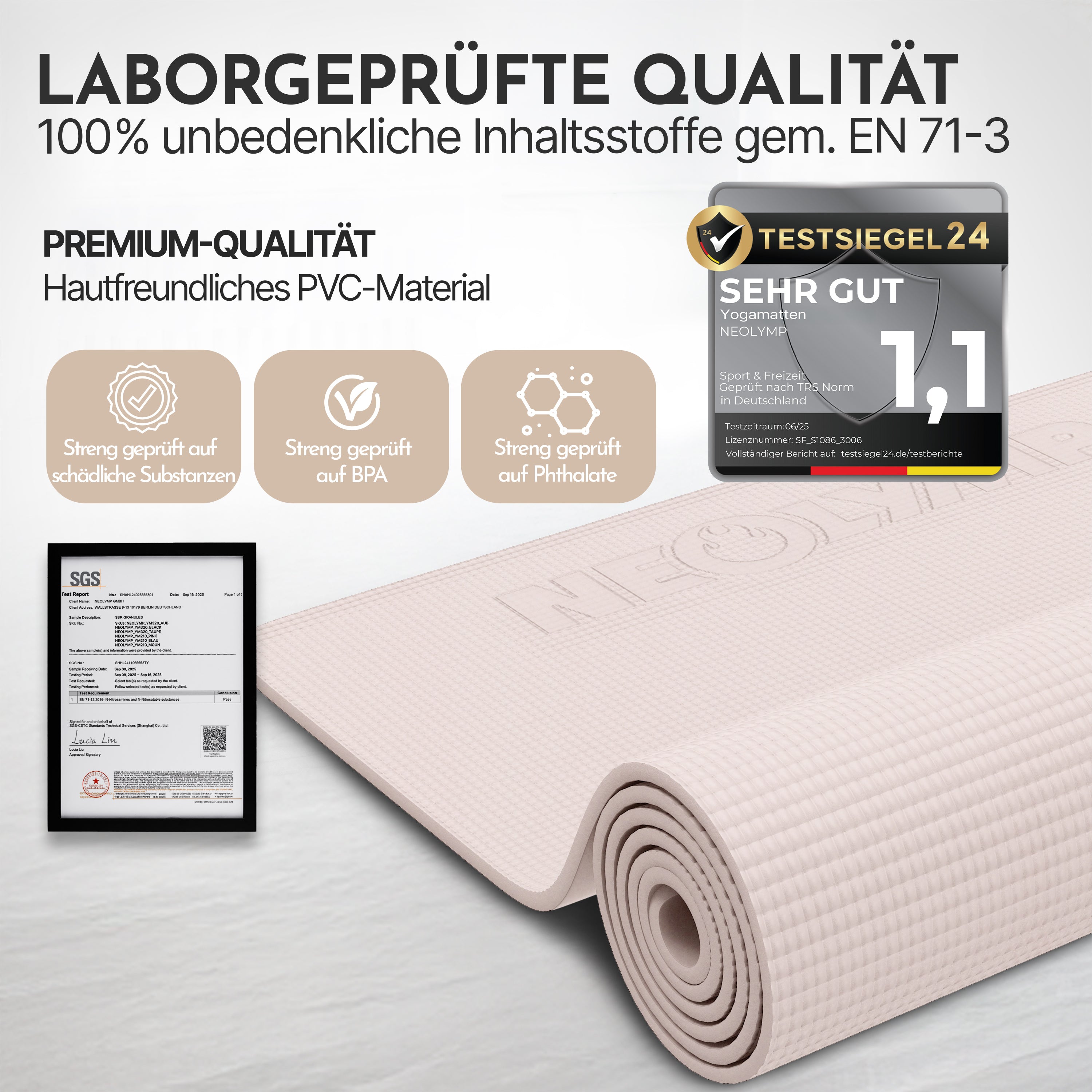 Premium Yogamatte – ideal für Yoga, Pilates & Gymnastik