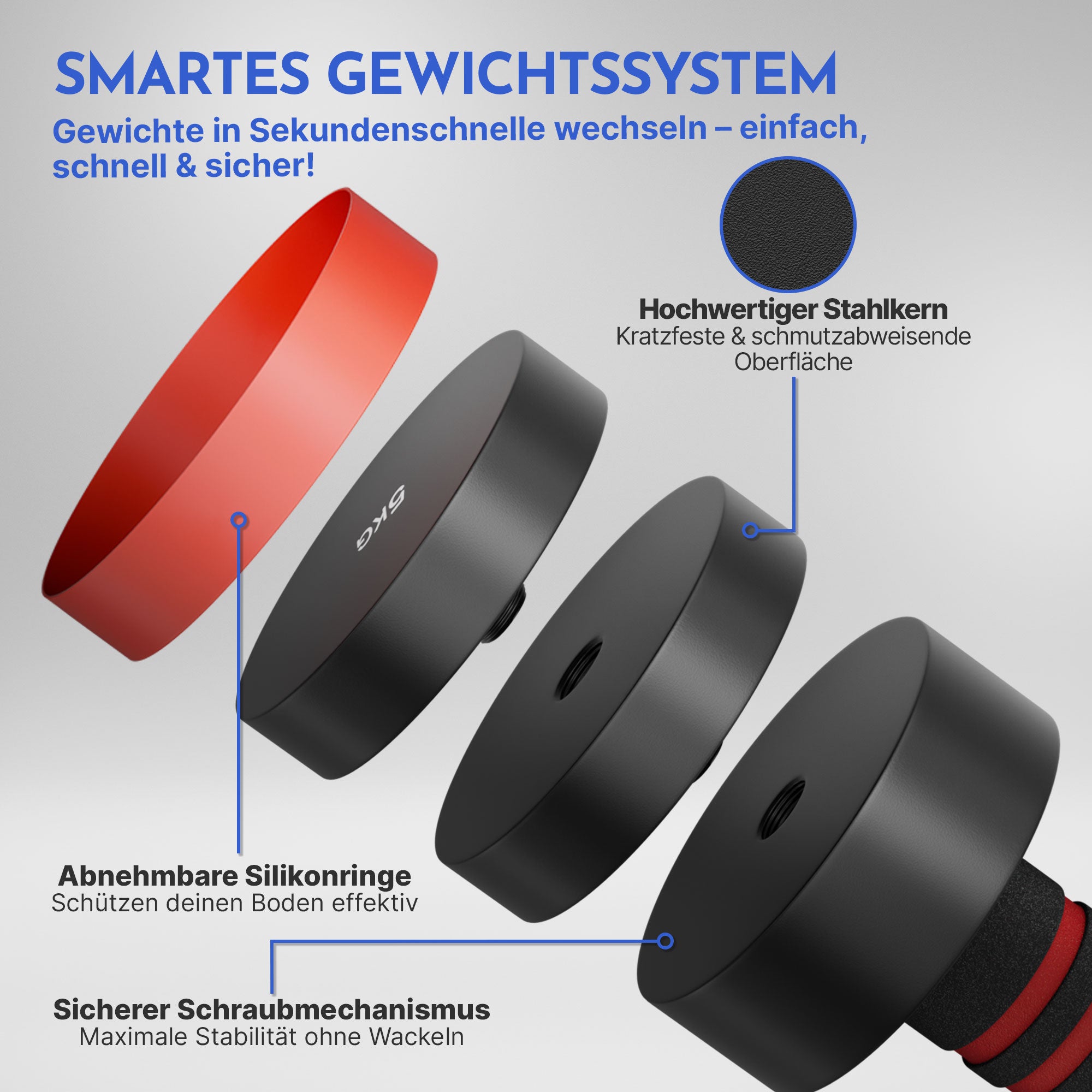 Verstellbare Kurzhanteln in schwarz 5 & 10kg