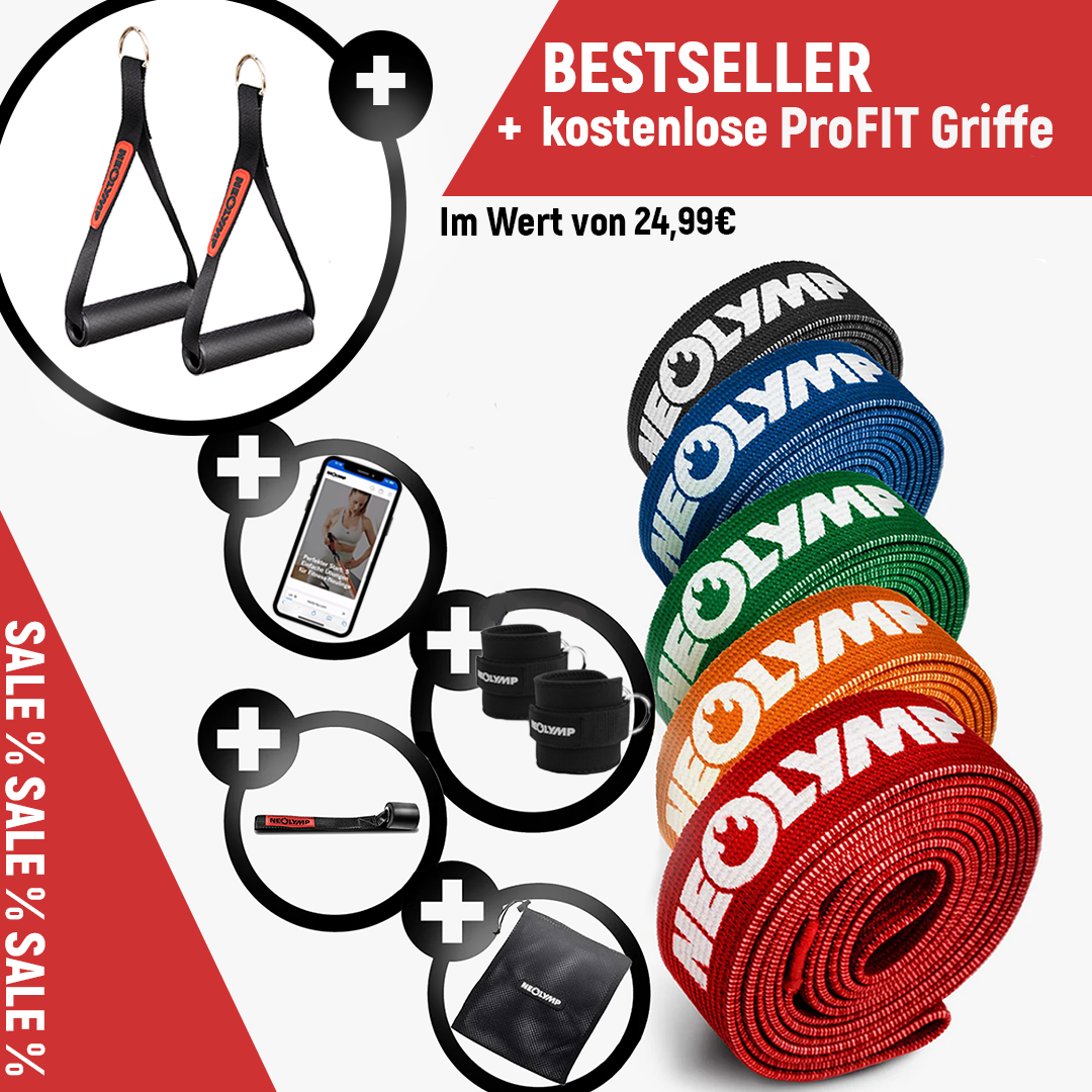 Fitnessbänder-Allround-Set mit gratis ProFit Griffen & über 400 Übungen