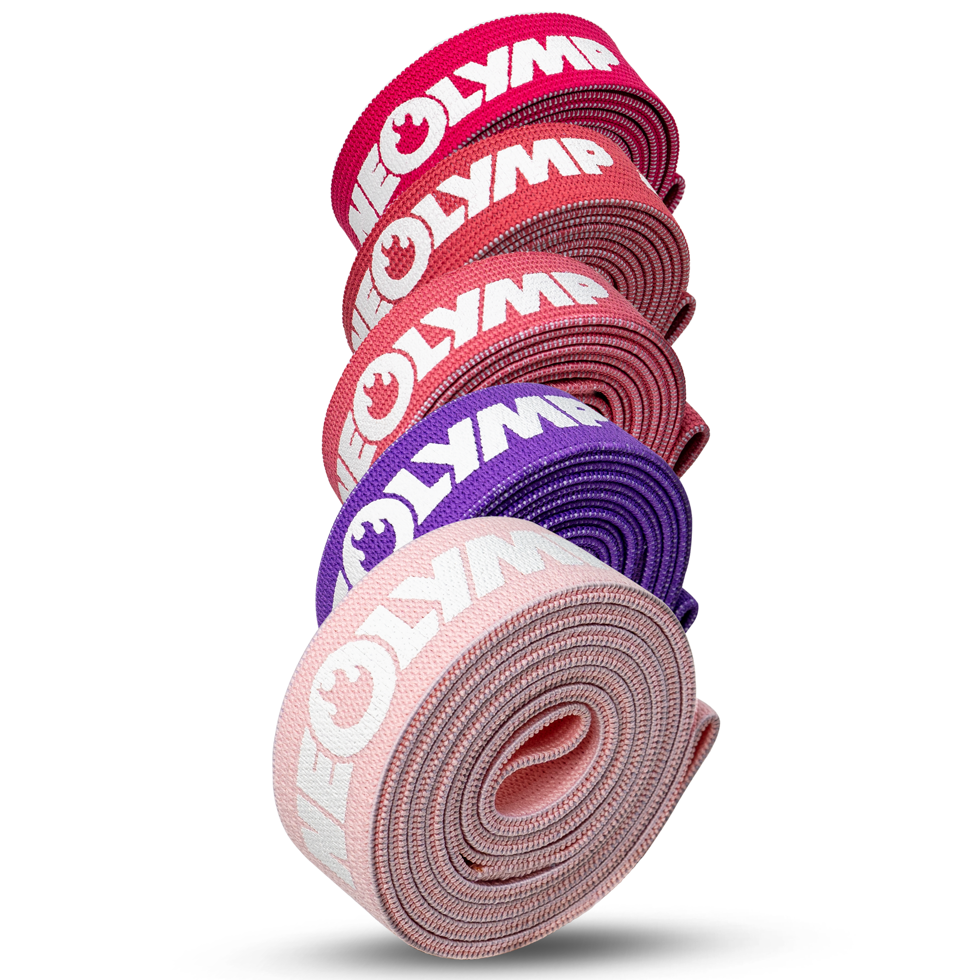 Fitnessbänder lang aus Stoff – 5er Set Pink Edition (B‑Ware)