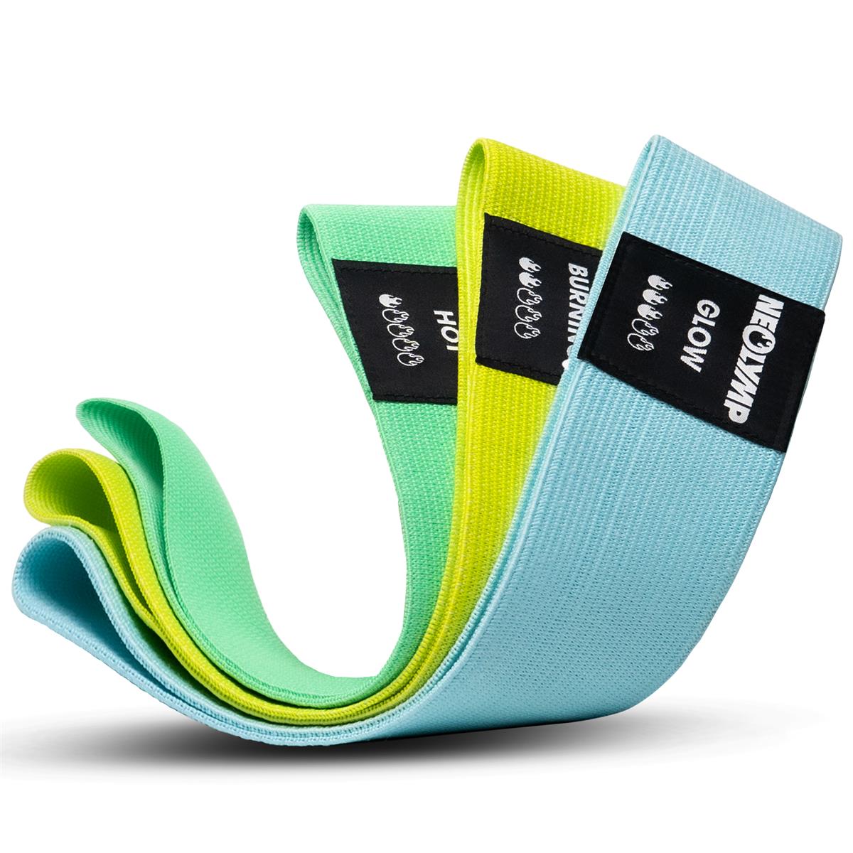 Fitnessbänder kurz aus Stoff – 3er Set Green (B‑Ware)