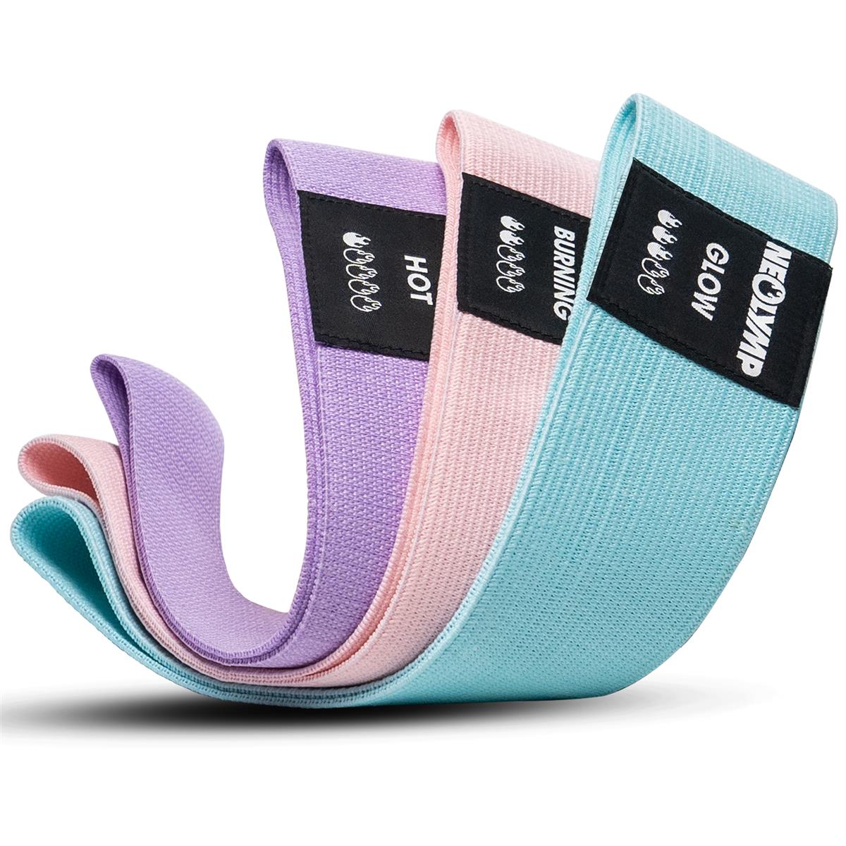 Fitnessbänder kurz aus Stoff – 3er Set Pastell (B‑Ware)