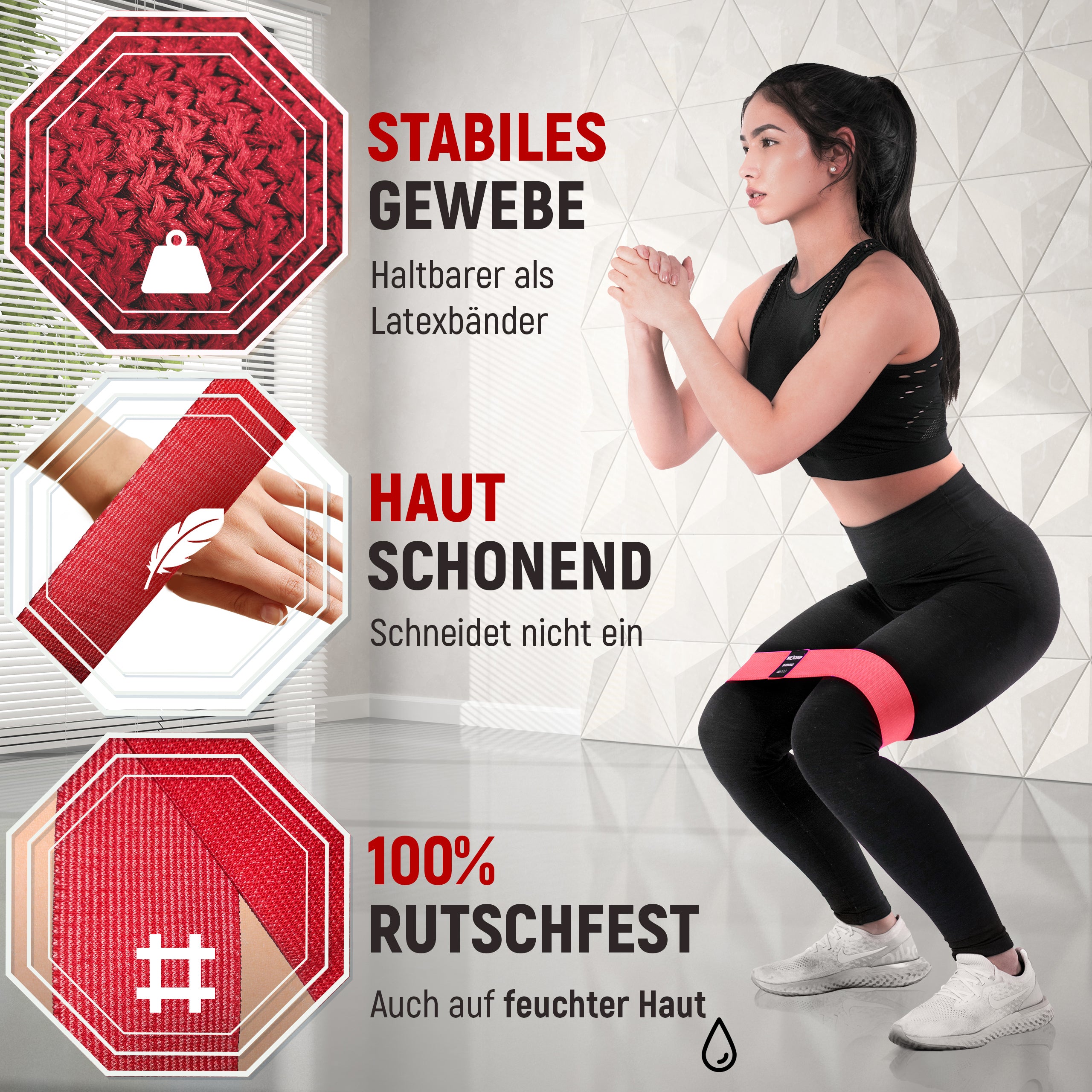 Short fabric fitness bands (levels 1-5)