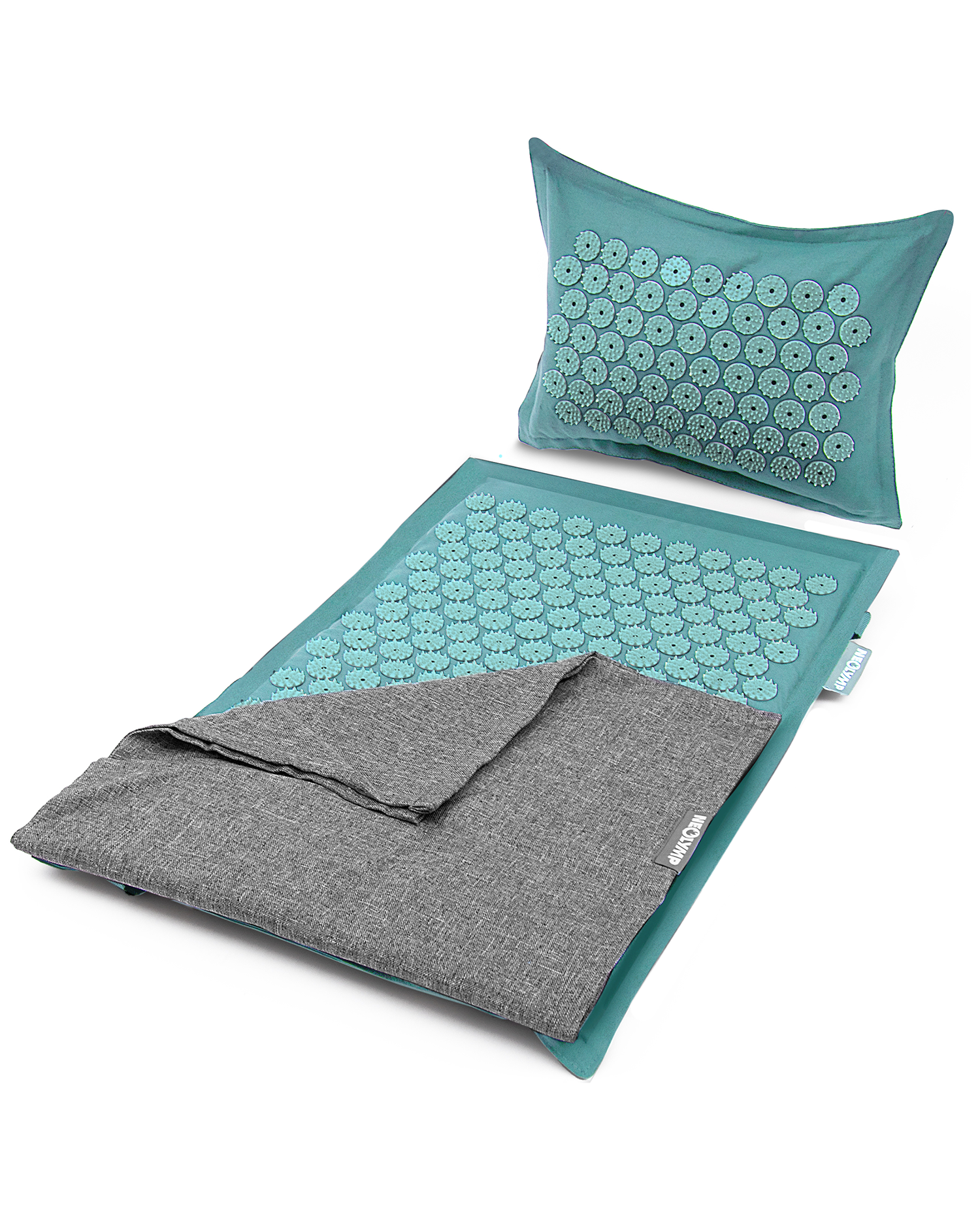 Akupressurmatte mit Kissen inkl. Stuhlbefestigung & Tragefunktion – Mint (B‑Ware)