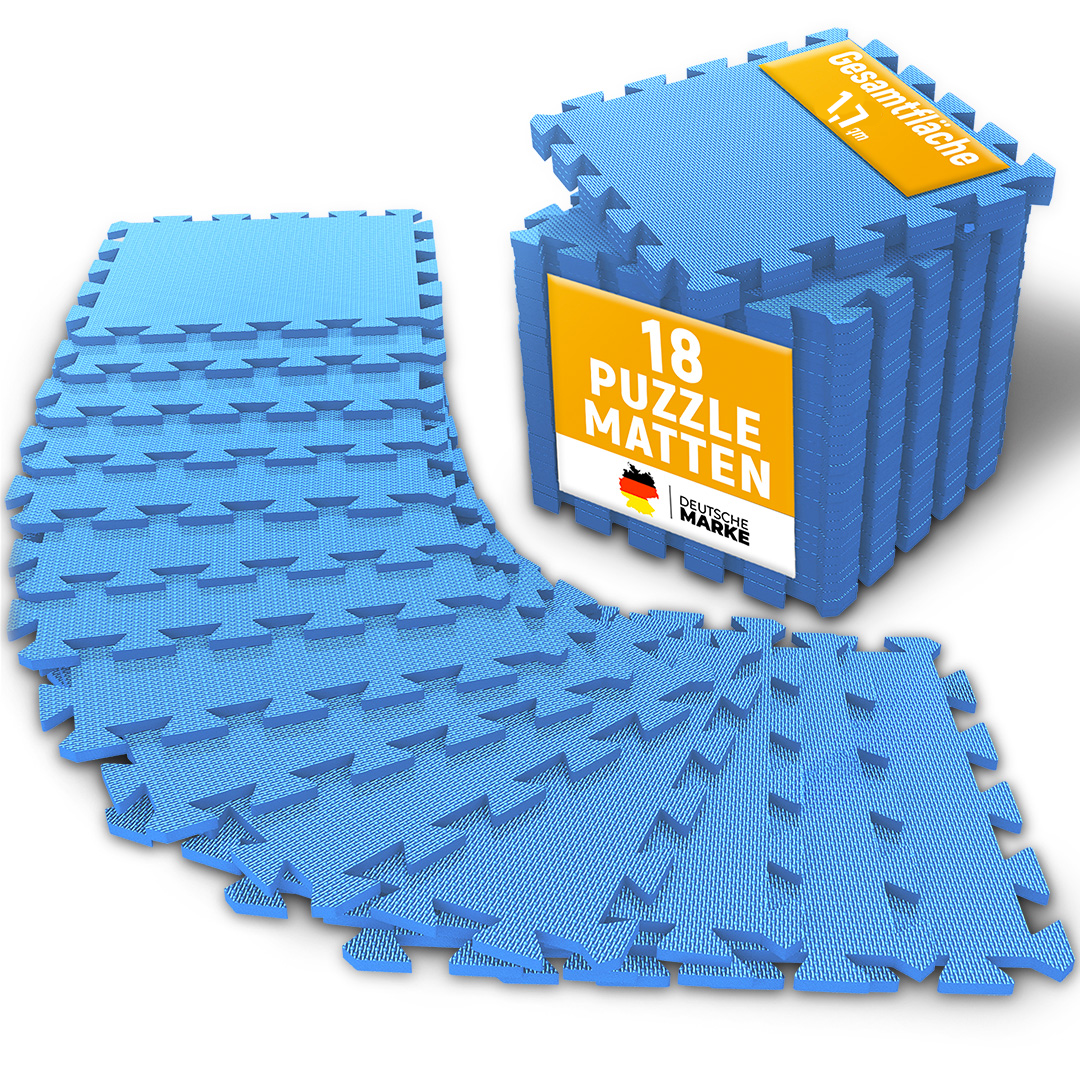 Puzzlematten aus Schaumstoff (Sportsboden, Fitnessunterlage) – Blau (B‑Ware)