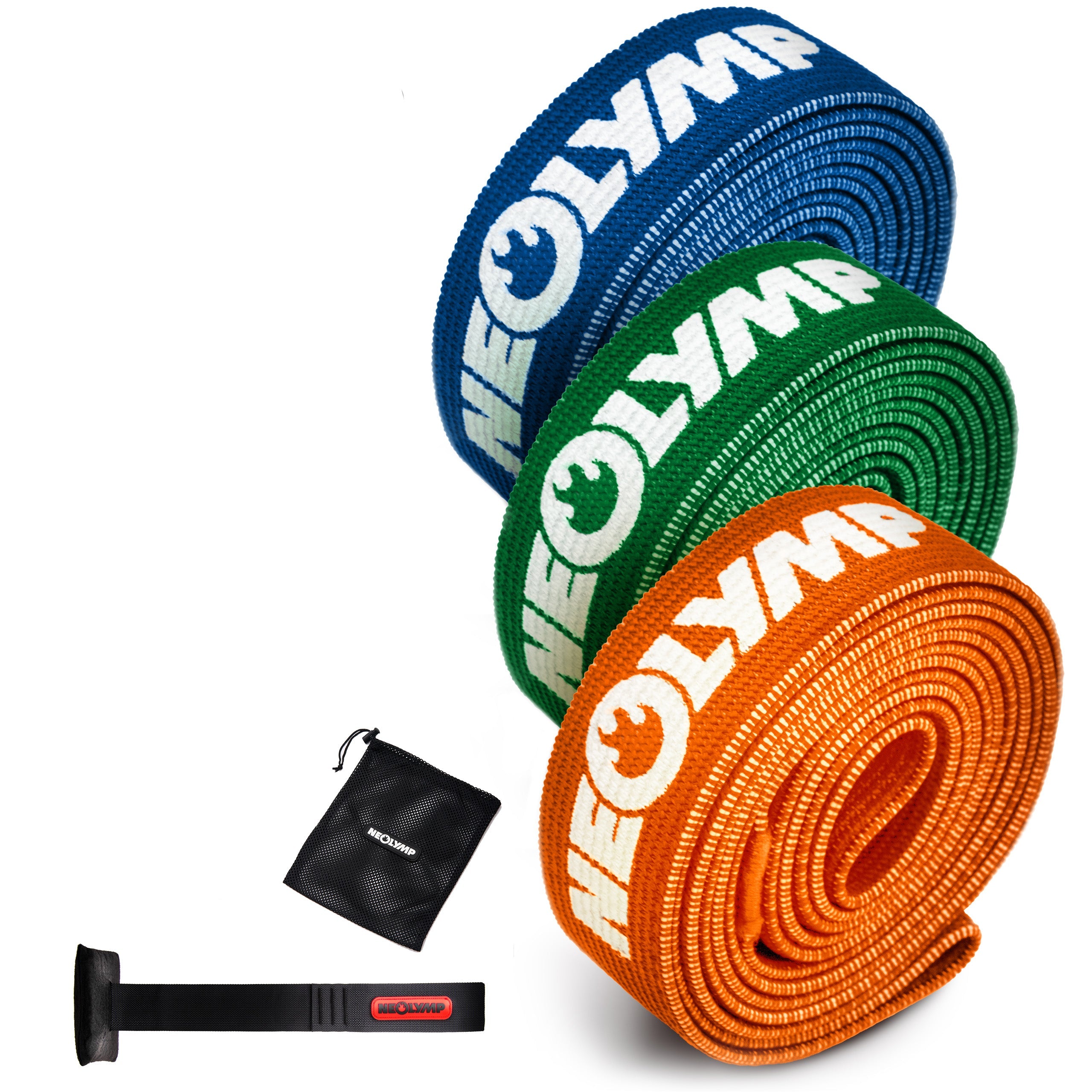 Fitnessbänder lang aus Stoff – 3er Set (B‑Ware)