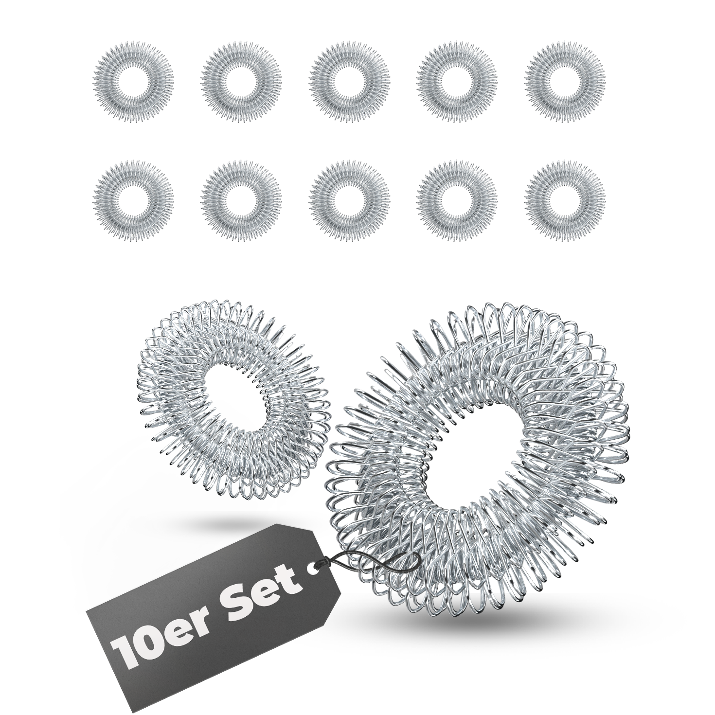 Akupressurringe 10er Set (silber) – Akupressurringe 10er Set (silber) (B‑Ware)